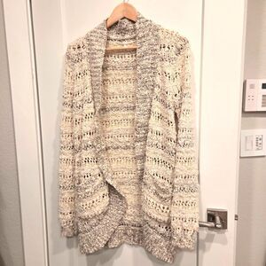 Anthropologie Knitted & Knotted Marled Chunky Knit Cardigan Romantic Soft Girl M